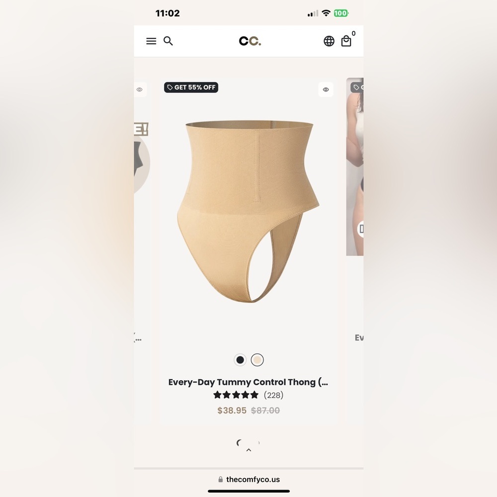 ComfyCo Shapewear Thong Beige L